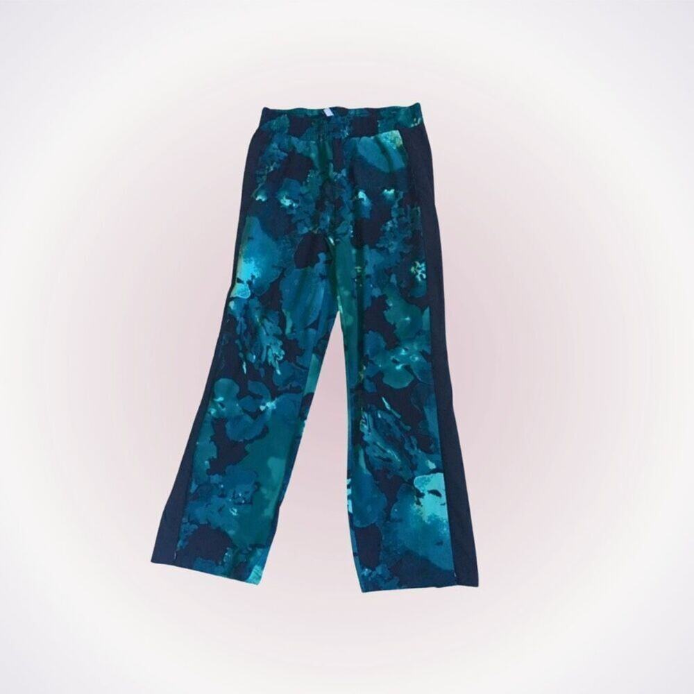 Fabletics Green and Black Abstract Wide-Leg Pants | Size S